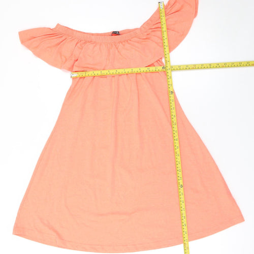 Atmosphere Women’s Orange Off Shoulder Ruffle A-Line Jersey Dress Size 10