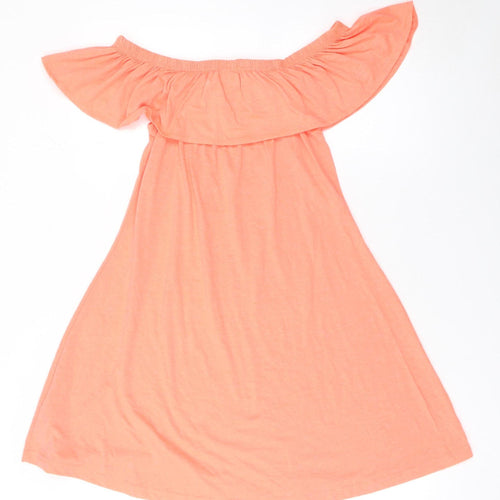 Atmosphere Women’s Orange Off Shoulder Ruffle A-Line Jersey Dress Size 10