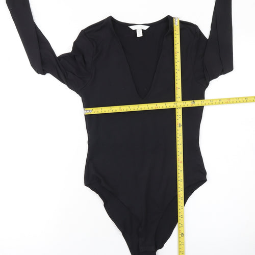 H&M Women’s Black Long Sleeve V-Neck Bodysuit Size S