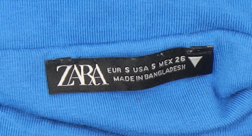 Zara Women Blue Slip Midi Dress Cotton Stretch Size S