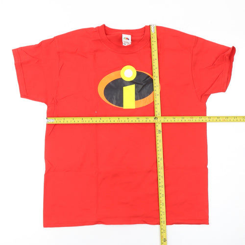 Fruit of the Loom Boys Red The Incredibles T-Shirt 9-10 Years Superhero Logo