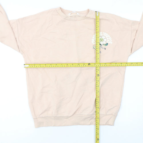 Marks and Spencer Girls Beige Choose Happy Flower Graphic Pullover Sweatshirt 11-12 Years