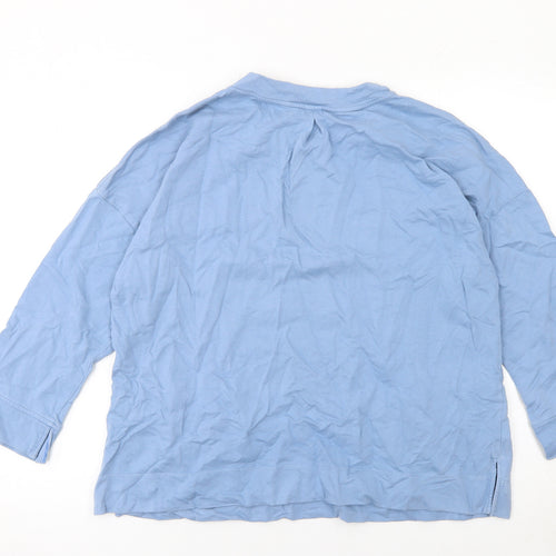 Woman Blue Cotton Pullover Sweatshirt Size 14 Relaxed Fit