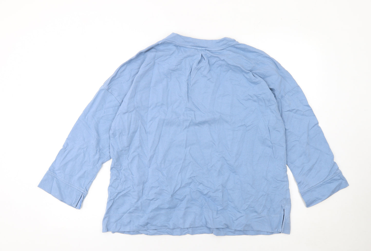 Woman Blue Cotton Pullover Sweatshirt Size 14 Relaxed Fit
