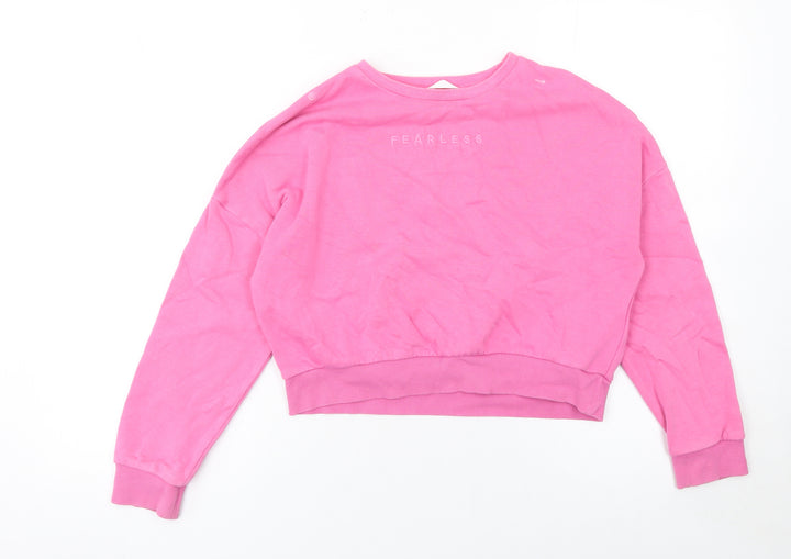 Marks and Spencer Girls Pink Fearless Pullover Sweatshirt 10-11 Years