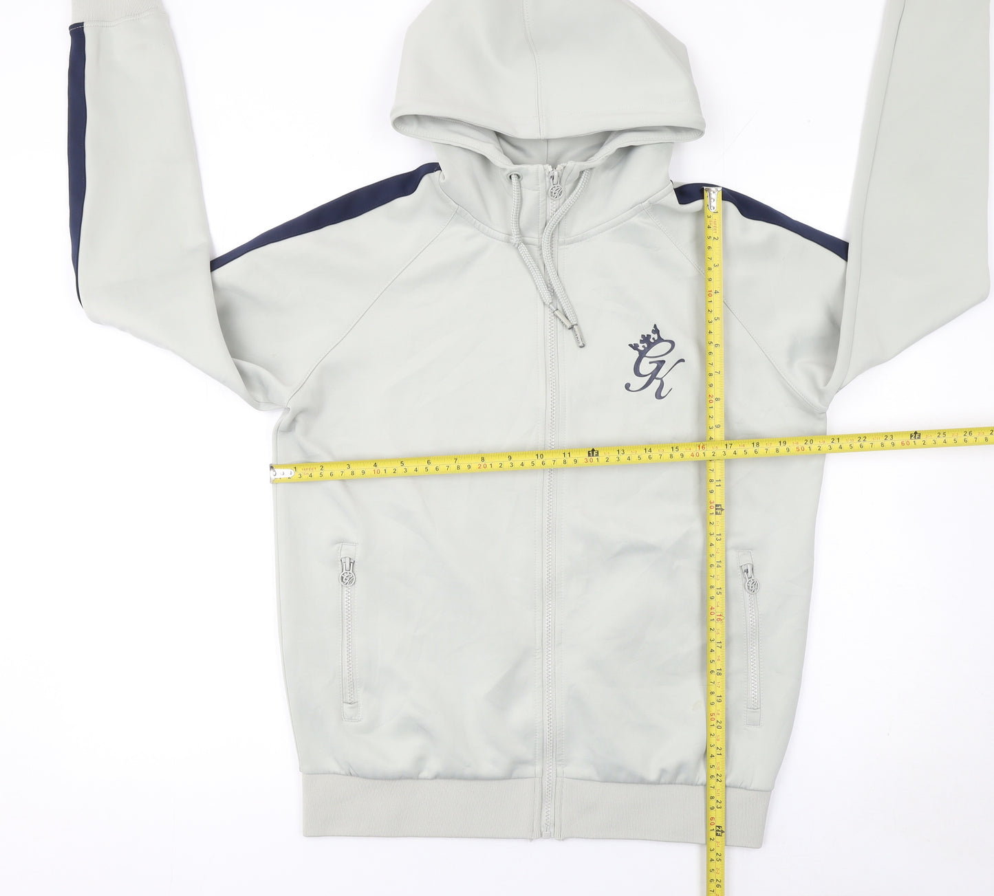 Gym King Men's Grey Full Zip Hoodie Size M Slim Fit Casual Sportswear