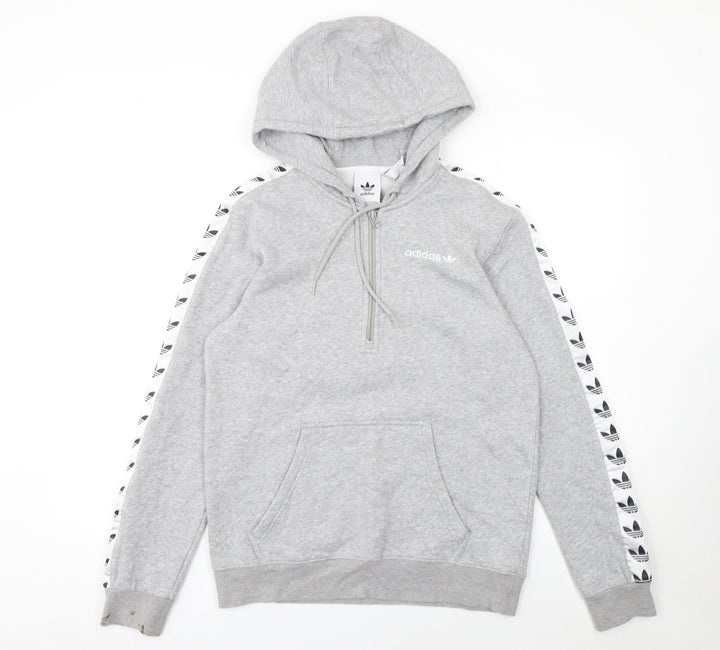adidas Men's Grey 1/2 Zip Hoodie Small Sports Fleece