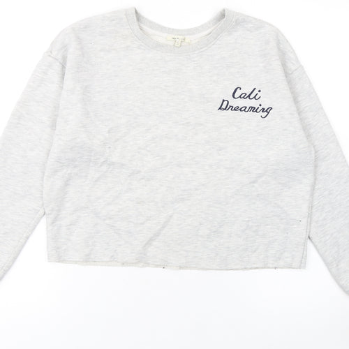 blanc ciel Women Grey Pullover Sweatshirt M Cali Dreaming Cotton Blend