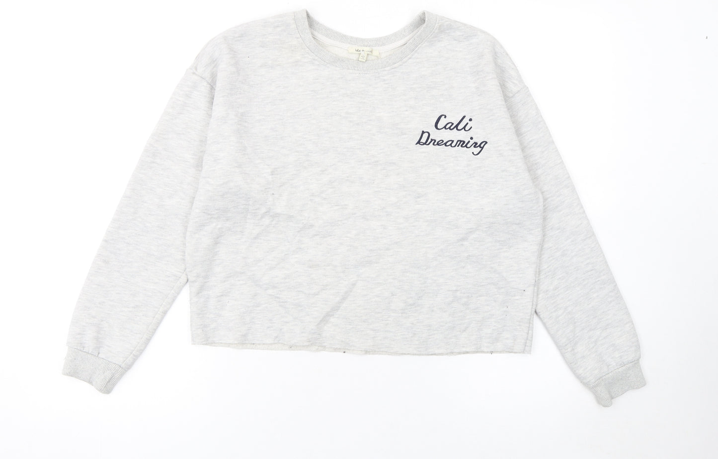 blanc ciel Women Grey Pullover Sweatshirt M Cali Dreaming Cotton Blend