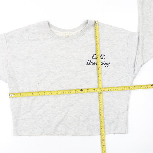 blanc ciel Women Grey Pullover Sweatshirt M Cali Dreaming Cotton Blend