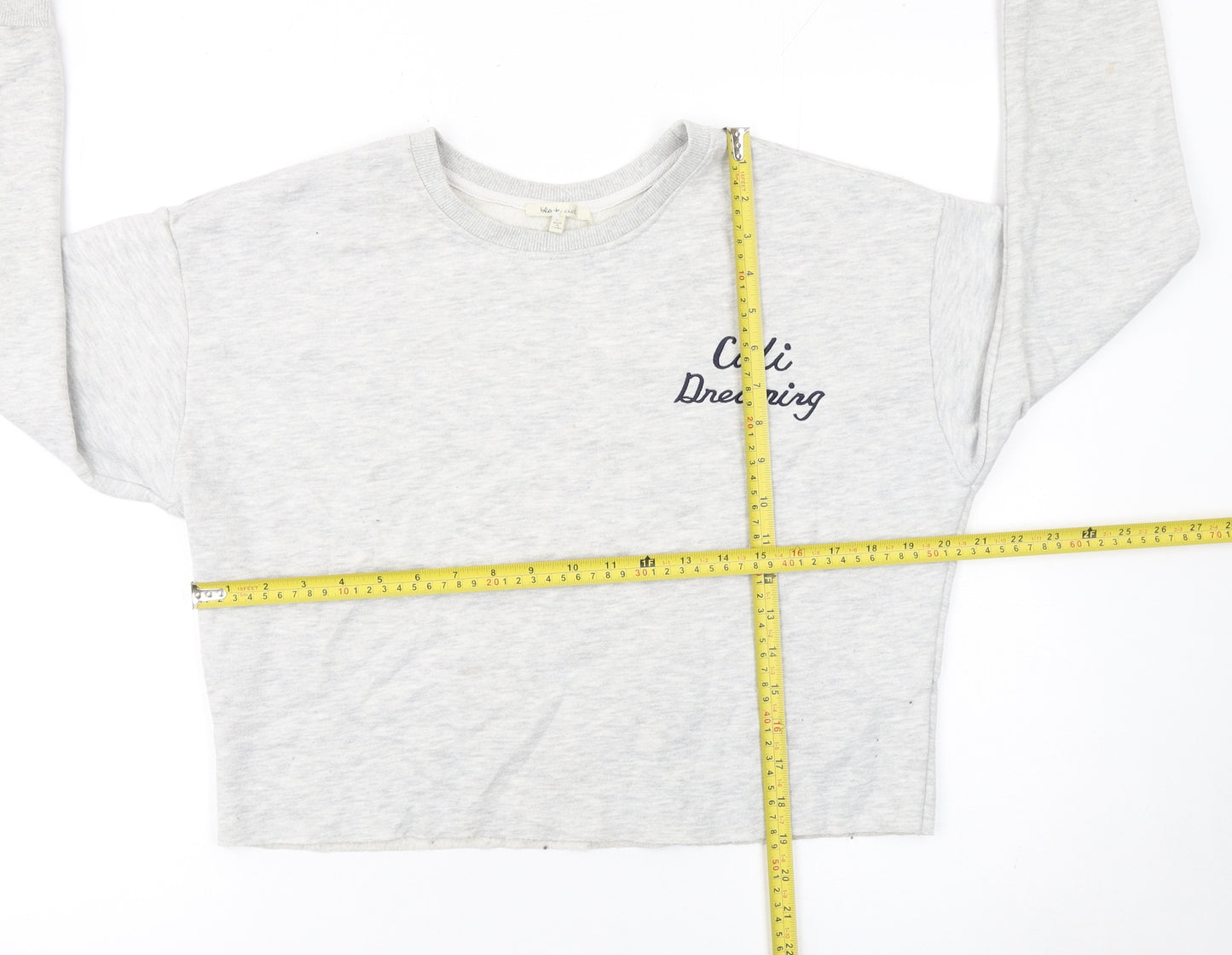 blanc ciel Women Grey Pullover Sweatshirt M Cali Dreaming Cotton Blend
