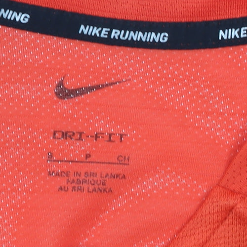 Nike Mens Orange Dri-Fit Running T-Shirt S Short Sleeve Athletic Top