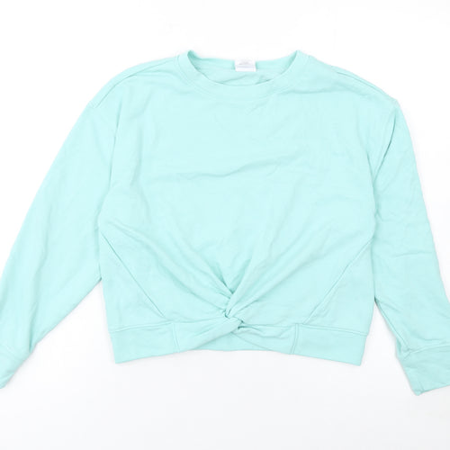 GAP Kids Girls Blue Cotton Pullover Sweatshirt 12 Years Crew Neck