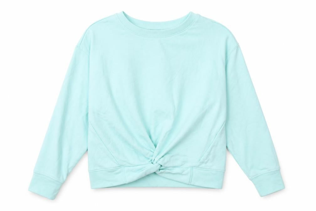 Front view of Gap Kids girls’ blue cotton pullover sweatshirt 12 years crew neck
