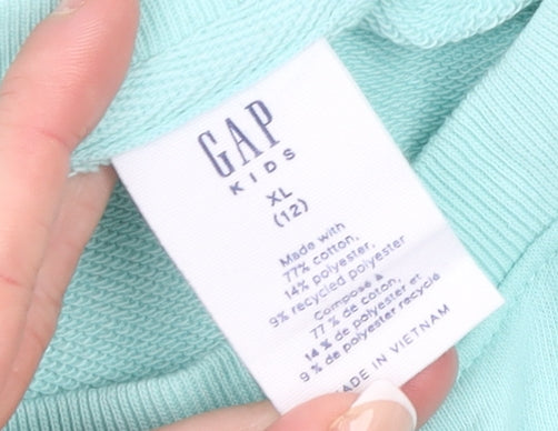 GAP Kids Girls Blue Cotton Pullover Sweatshirt 12 Years Crew Neck