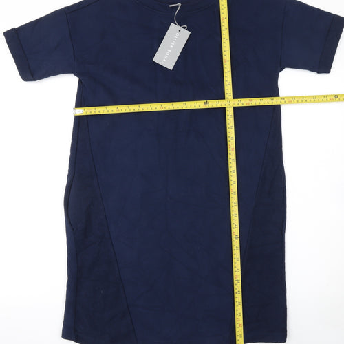 Oliver Bonas Women Blue Cotton T-Shirt Dress UK 6 Short Sleeve