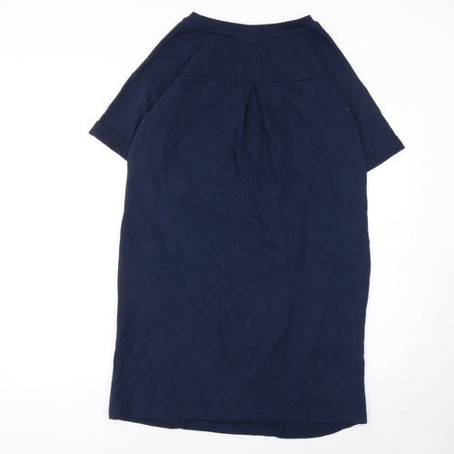 Oliver Bonas Women Blue Cotton T-Shirt Dress UK 6 Short Sleeve