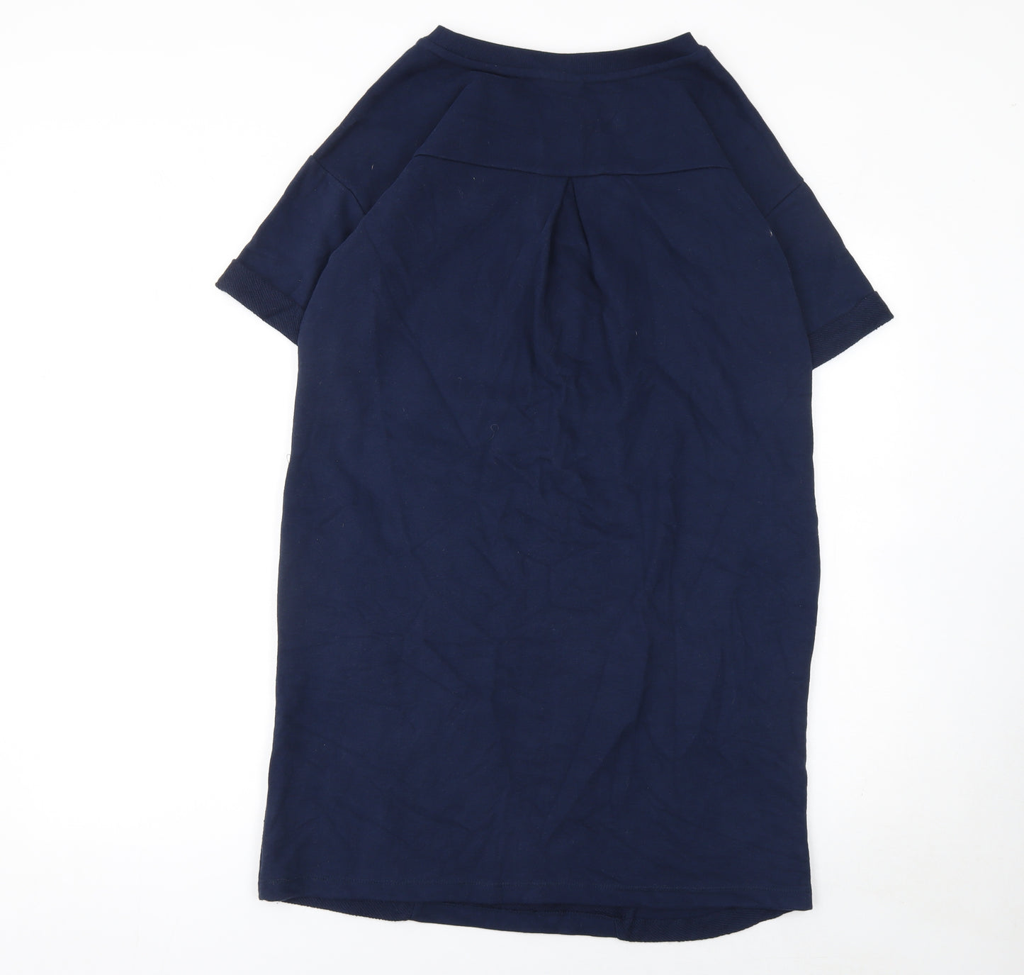 Oliver Bonas Women Blue Cotton T-Shirt Dress UK 6 Short Sleeve