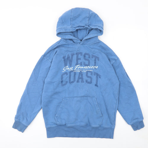 F&F Boys Blue West Coast Pullover Hoodie 11-12 Years Cotton Blend