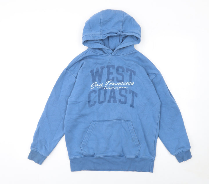 F&F Boys Blue West Coast Pullover Hoodie 11-12 Years Cotton Blend