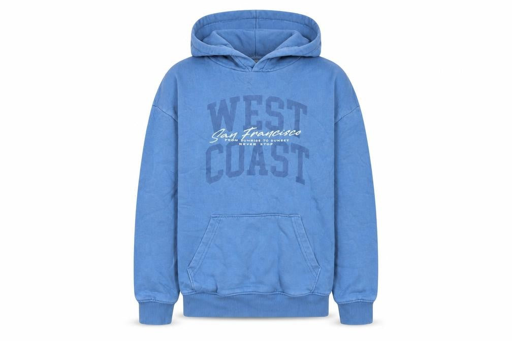 F&F Boys Blue West Coast Pullover Hoodie 11-12 Years Cotton Blend