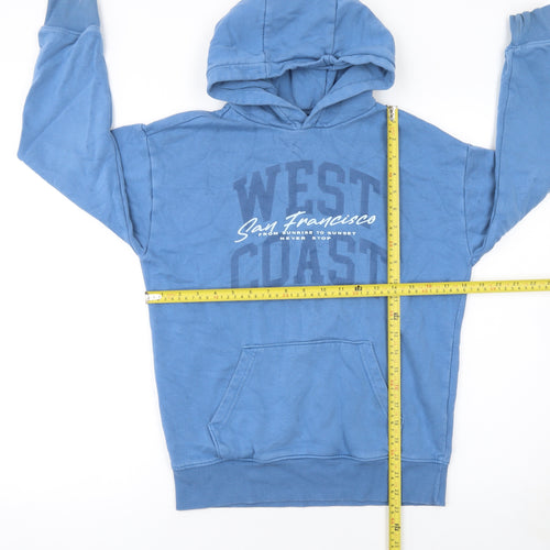 F&F Boys Blue West Coast Pullover Hoodie 11-12 Years Cotton Blend