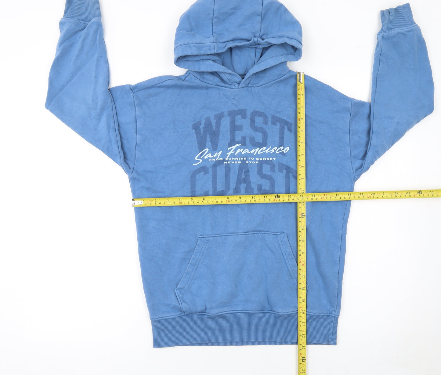 F&F Boys Blue West Coast Pullover Hoodie 11-12 Years Cotton Blend