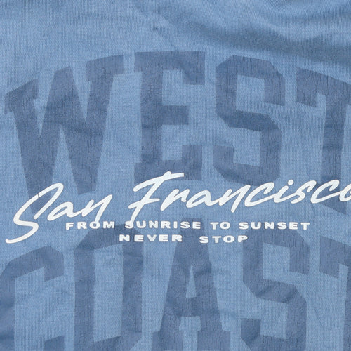F&F Boys Blue West Coast Pullover Hoodie 11-12 Years Cotton Blend