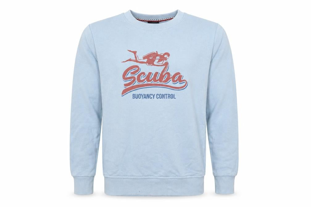 Front view of Tünel Fashion Men's Blue Scuba Graphic Pullover Sweatshirt, size S