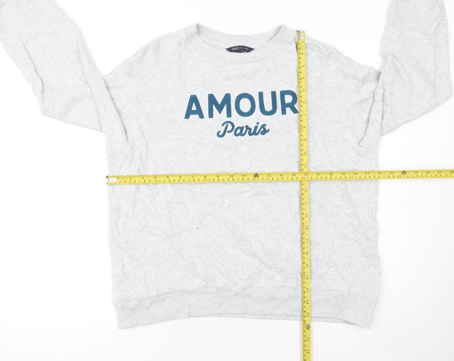 Marks and Spencer Women Grey Amour Paris Pullover Sweatshirt M