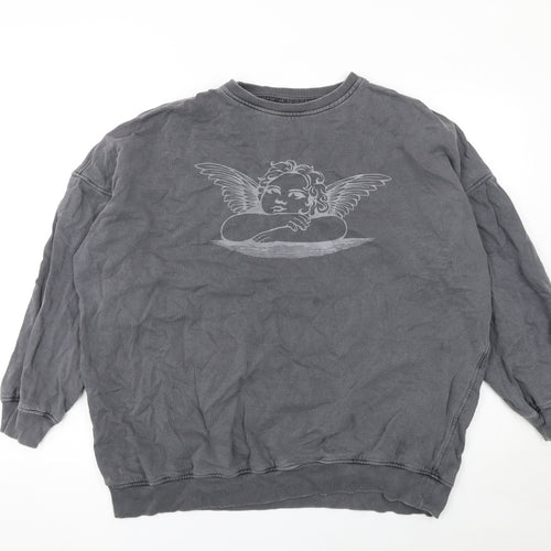 Motel Womens Grey Angel Graphic Pullover Sweatshirt XS