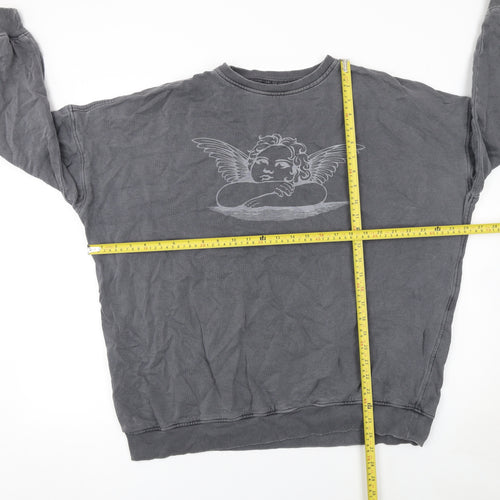 Motel Womens Grey Angel Graphic Pullover Sweatshirt XS