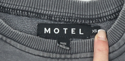 Motel Womens Grey Angel Graphic Pullover Sweatshirt XS