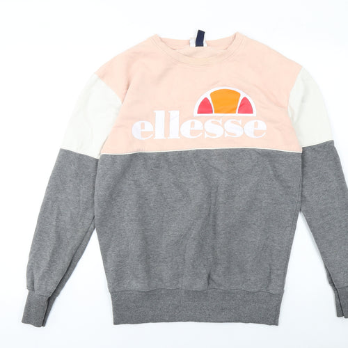 Ellesse Womens Grey Pink Colourblock Logo Sweatshirt Size 10