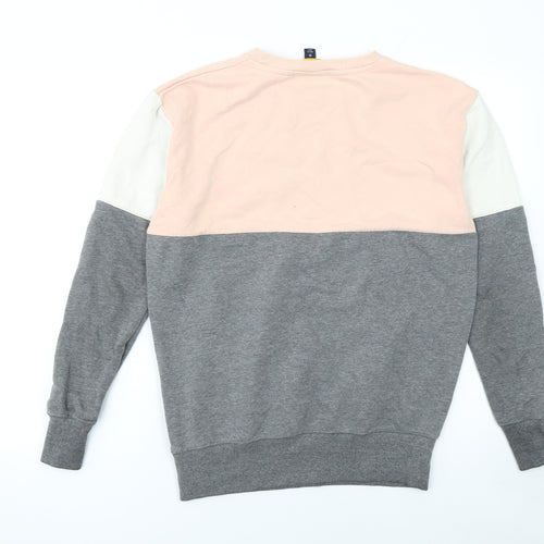 Ellesse Womens Grey Pink Colourblock Logo Sweatshirt Size 10