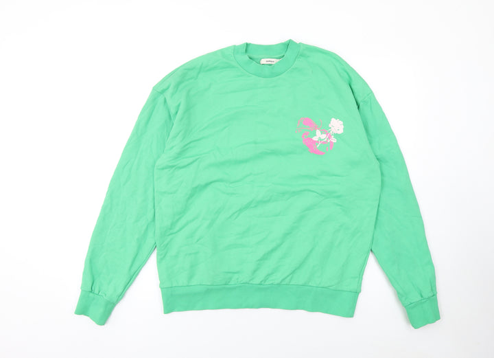 Pangaia Womens Green Crew Neck Pullover Sweatshirt M Future Nostalgia