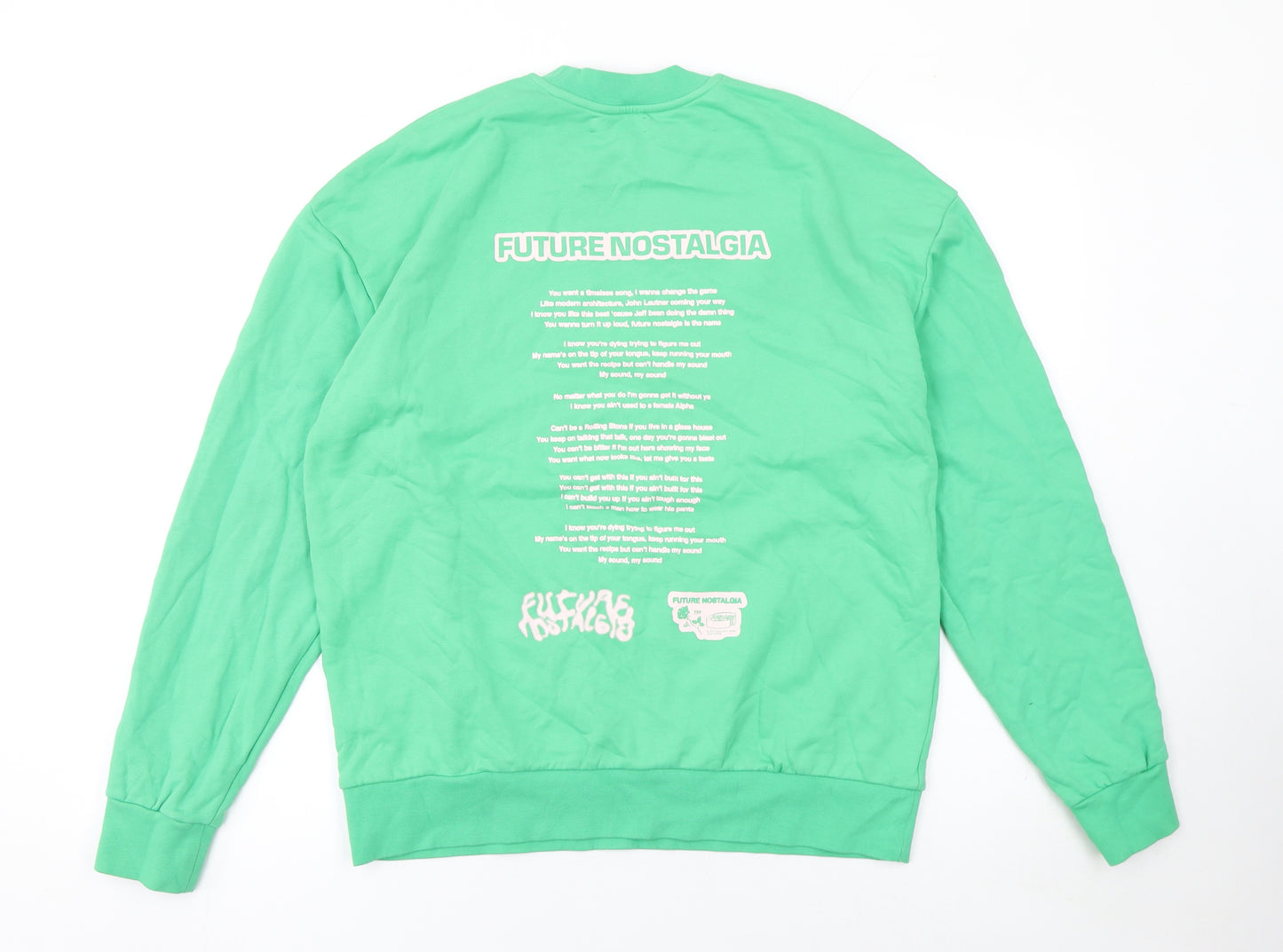 Pangaia Womens Green Crew Neck Pullover Sweatshirt M Future Nostalgia