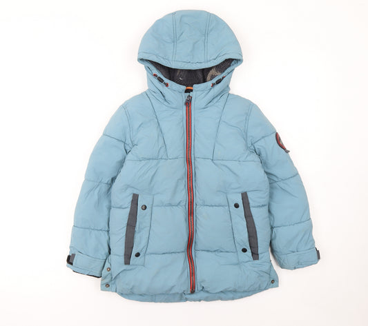 Next Boys Blue Hooded Puffer Jacket 4-5 Years Winter Coat