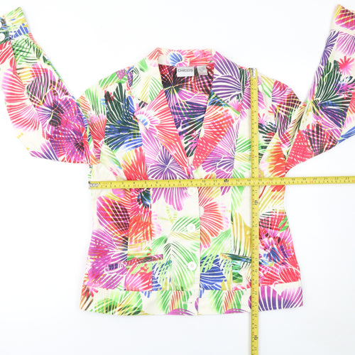 Chico's Women Multicoloured Floral Blazer Jacket Size 12 Cotton Blend