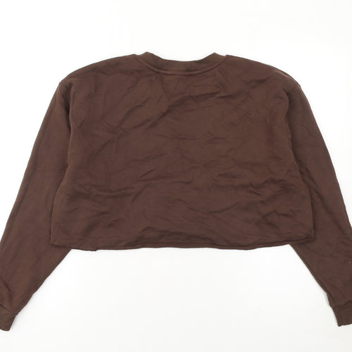 Diesel Women's Brown Cropped Crew Neck Sweatshirt M