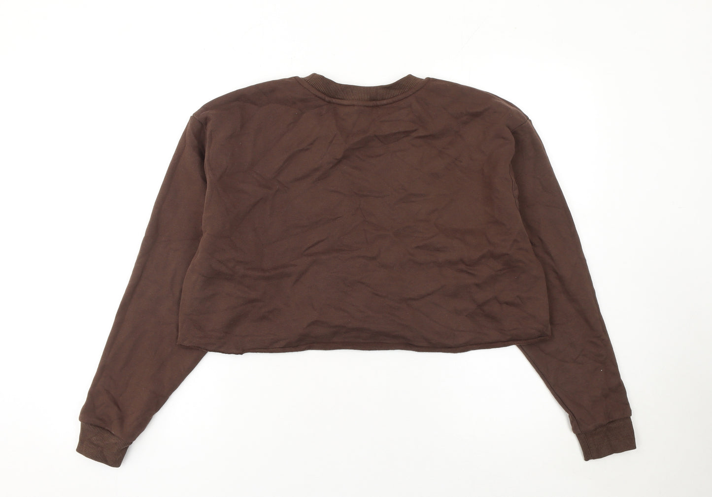 Diesel Women's Brown Cropped Crew Neck Sweatshirt M
