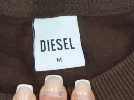 Diesel Women's Brown Cropped Crew Neck Sweatshirt M