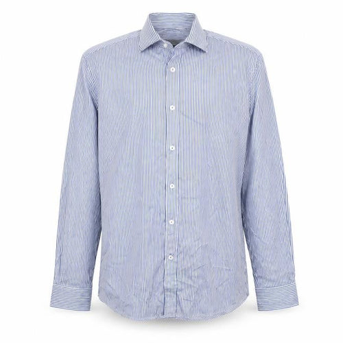 Remus Uomo Men's Blue Striped Tapered Dress Shirt Size 16.5 L