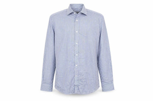 Remus Uomo Men's Blue Striped Tapered Dress Shirt Size 16.5 L