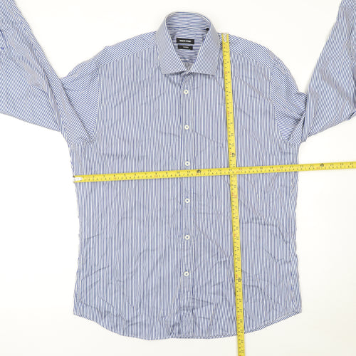 Remus Uomo Men's Blue Striped Tapered Dress Shirt Size 16.5 L