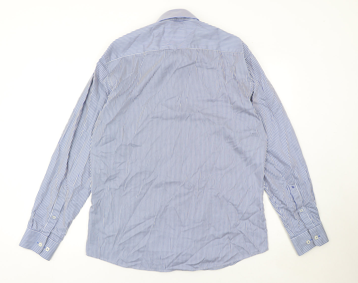 Remus Uomo Men's Blue Striped Tapered Dress Shirt Size 16.5 L