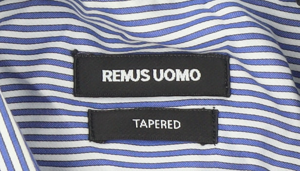 Remus Uomo Men's Blue Striped Tapered Dress Shirt Size 16.5 L