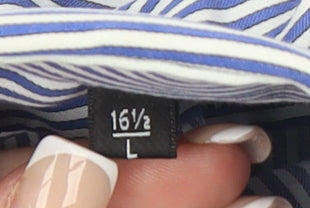 Remus Uomo Men's Blue Striped Tapered Dress Shirt Size 16.5 L