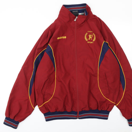 Errea Men’s Red Track Sports Jacket L Full Zip Stand Collar