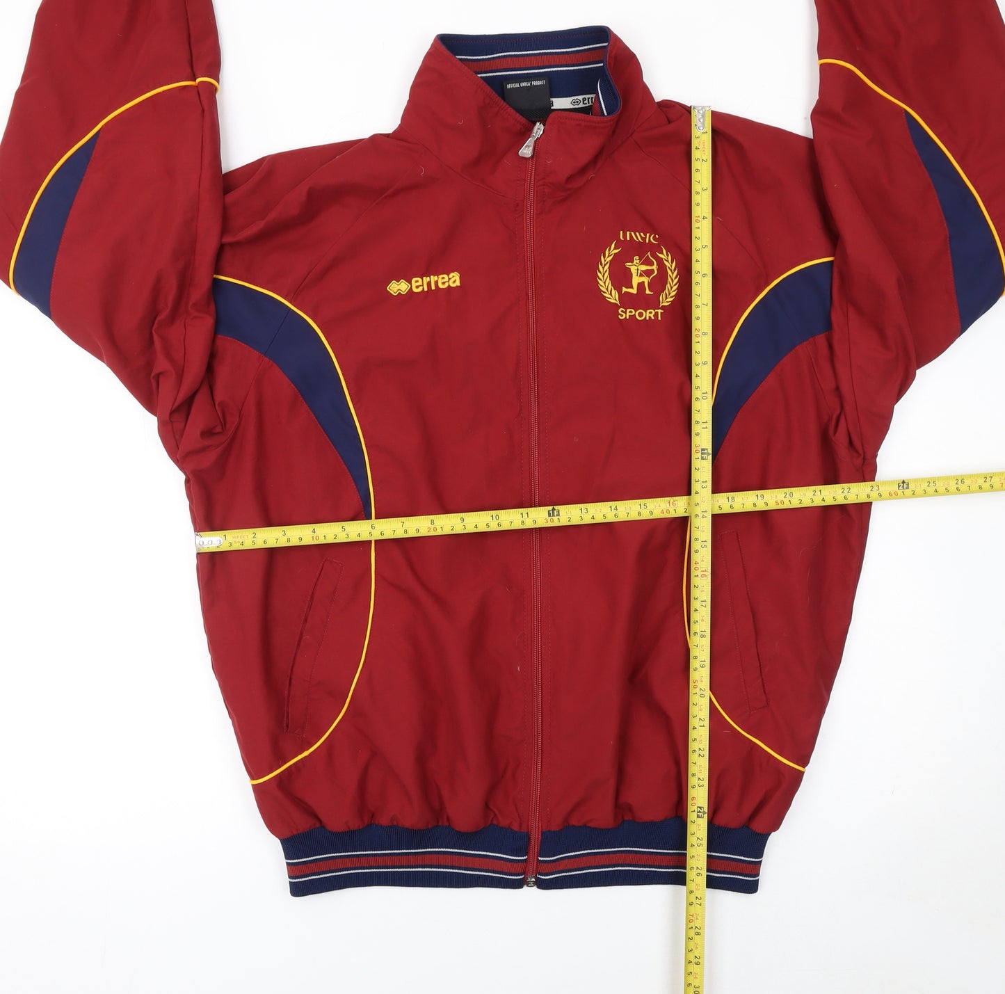 Errea Men’s Red Track Sports Jacket L Full Zip Stand Collar